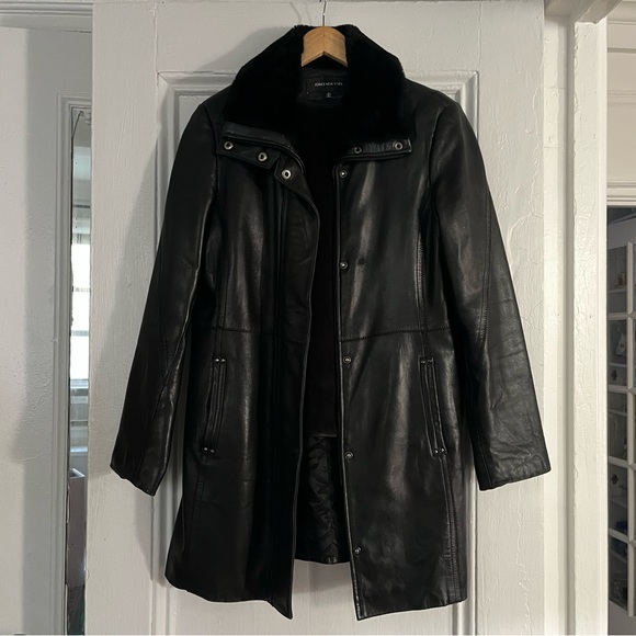 Jones New York Black Leather Jacket - Picture 1 of 5